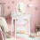 Casart Kids Vanity Set w/ Lighted Mirror Makeup Dressing Table w/ Chair 4