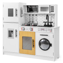 Play Kitchen Toy Set with Water Dispenser Kids Kitchen Playset w/ Sounds & Lights