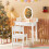 Casart Kids Vanity Set w/ Lighted Mirror Makeup Dressing Table w/ Chair 3