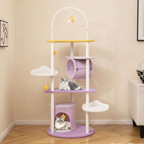 Casart Multi-level Cat Tree with Tunnel158CM Large Cat Tower w/ Metal Frame 1