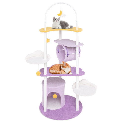 Casart Multi-level Cat Tree with Tunnel158CM Large Cat Tower w/ Metal Frame