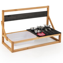 Wall Mounted/Tabletop Mud Kitchen Fir Wood Pretend Play Kitchen with Cooking Accessories