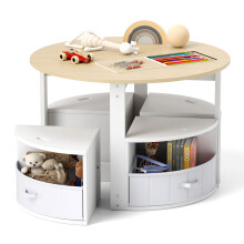 Kids Table and Chair Set 5 Piece Toddler Round Nesting Table-Natural