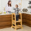 Casart Kitchen Step Stool for Toddlers Bamboo Kids Standing Tower with Safety Rail 2