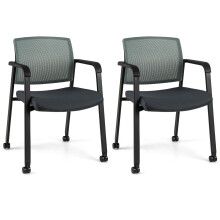 Waiting Room Chairs Set of 2 Stackable Office Guest Mesh Chairs-Grey