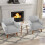 Casart Upholstered Linen Fabric Armchair Button Tufted Single Sofa Chair 6