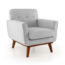 Upholstered Linen Fabric Armchair Button Tufted Single Sofa Chair