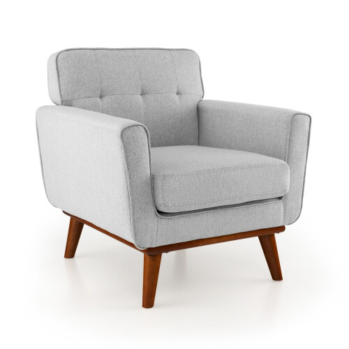 Casart Upholstered Linen Fabric Armchair Button Tufted Single Sofa Chair