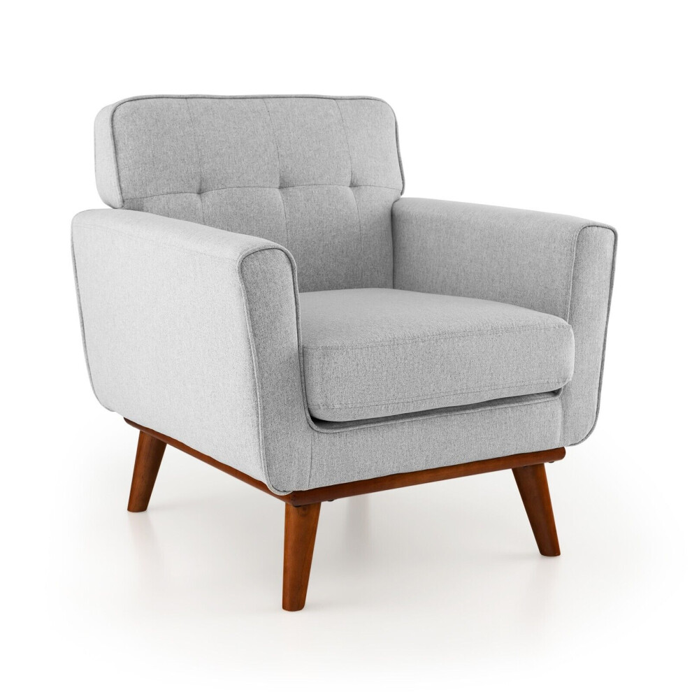 Casart Upholstered Linen Fabric Armchair Button Tufted Single Sofa Chair