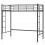 Casart Single Loft Bed Metal Bed Frame w/ Guardrail & 2 Ladders-Black 1