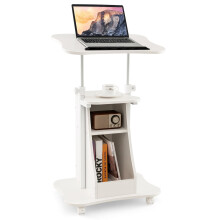 Laptop Cart Height Adjustable Podium Desk Stand w/ Swivel Top