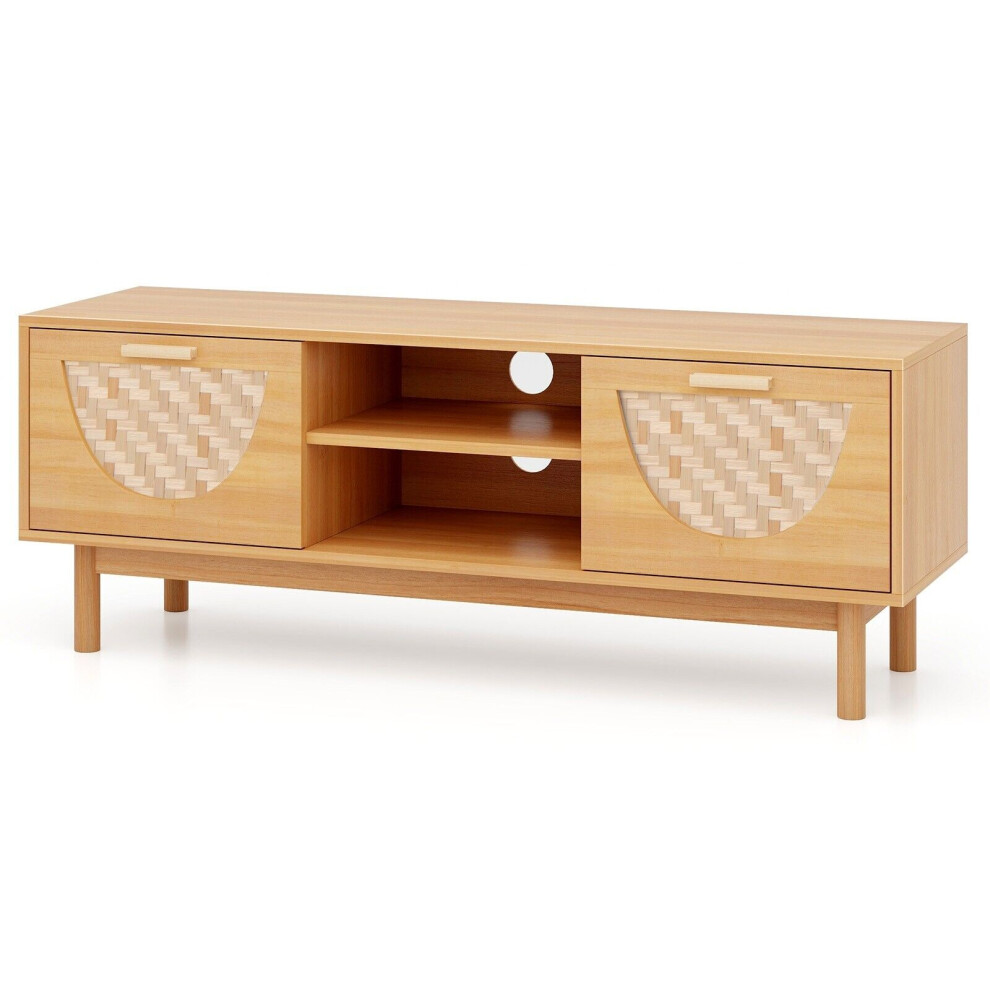 TV Stand for 55-Inch TVs TV Console Media Cabinet W/ Bamboo Woven Fronts