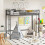 Casart Single Loft Bed Metal Bed Frame w/ Guardrail & 2 Ladders-Black 4