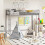 Casart Single Loft Bed Metal Bed Frame w/ Guardrail & 2 Ladders-Silver 3