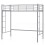 Casart Single Loft Bed Metal Bed Frame w/ Guardrail & 2 Ladders-Silver 1