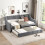 Casart Single Size Trundle Bed Linen Upholstered Daybed w/ Trundle Sofa Bed Frame 3