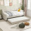 Casart Single Size Trundle Bed Linen Upholstered Daybed w/ Trundle Sofa Bed Frame 3