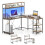 Casart L-Shaped Gaming Desk Reversible Corner Computer Desk w/ LED Strip-Brown 1