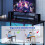Casart L-Shaped Gaming Desk Reversible Corner Computer Desk w/LED Strip-Black 3