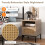 Casart Rattan Door Bedside Table Compact Nightstand Boho Style End Side Table 7