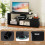 Casart TV Stand for 55" TVs 3-Tier Asymmetrical Media Console Table w/ Storage, Black 6