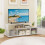 Casart TV Stand for 55" TVs 3-Tier Asymmetrical Media Console Table w/ Storage, White 2