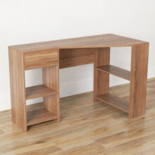 L-Shaped Computer Desk Compact Corner Executive Desk w/Storage-Natural
