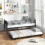 Casart Metal Daybed with Pull-out Trundle Single Sofa Guest Bed with Headboard 6