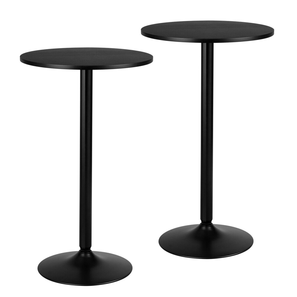 Set of 2 Round Top Pub Bar Table Standing Bistro Table w/ Solid Base