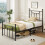 Casart Single Bed Frame Metal Slats Supported Platform Bed w/ Headboard 4