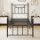 Casart Single Bed Frame Metal Slats Supported Platform Bed w/ Headboard 2
