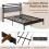 Casart King Size Metal Bed Frame w/ LED Light & Charging Station-Brown 7