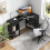 Casart L-Shaped Computer Desk Compact Corner Executive Desk w/Storage-Black 6