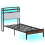 Casart Single Size Metal Bed Frame w/ LED Light & Charging Station-Brown 1