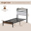 Casart Single Size Metal Bed Frame w/ LED Light & Charging Station-Brown 2