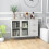 Casart Kitchen Storage Sideboard Dining Buffet Server Cabinet Cupboard W/ 2 Glass Doors 3