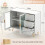 Casart Kitchen Storage Sideboard Dining Buffet Server Cabinet Cupboard W/ 2 Glass Doors 2
