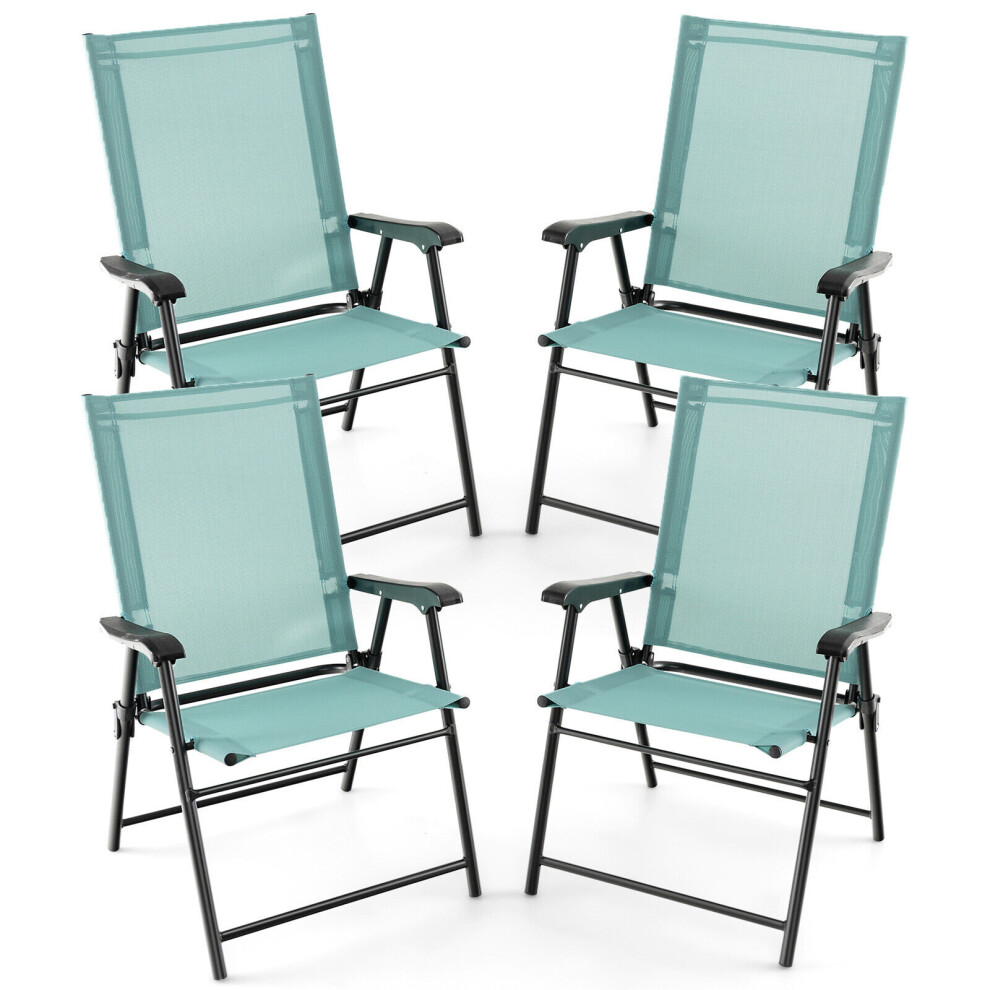Casart Set Of 4 Patio Folding Dining Chairs Outdoor Portable Sling Back Chairs