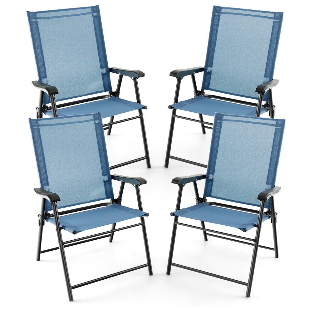 Casart Set Of 4 Patio Folding Dining Chairs Outdoor Portable Sling Back Chairs