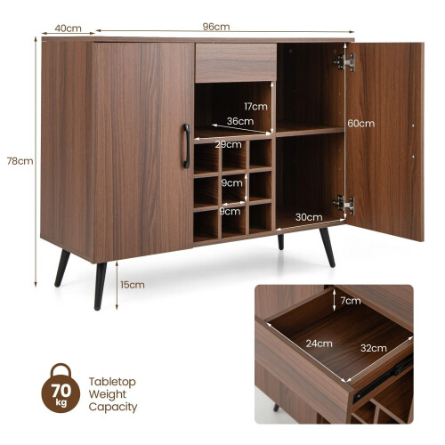 Casart Kitchen Buffet Server Sideboard Wooden Storage Cupboard Cabinet W/ Adjustable Shelf 1