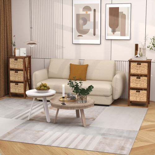 Casart Set of 2 Nightstand 3-Tier Sofa Side Table X-Shaped 3-Drawer End Table 2