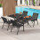 Casart Set of 2 Patio Chairs Stackable Metal Breathable Fabric Dining Chair 5