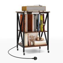 Record Player Stand Side Table with Charging Station