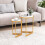 Casart Round Nesting Side Table Set of 2 Stacking Coffee Tables White & Gold 5