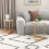 Casart Round Nesting Side Table Set of 2 Stacking Coffee Tables White & Gold 7