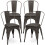 Casart Metal Dining Chair Set of 4 Indoor Stackable Kitchen Chairs-Gun Grey 1
