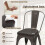 Casart Metal Dining Chair Set of 4 Indoor Stackable Kitchen Chairs-Gun Grey 5