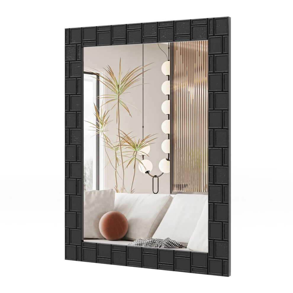 Casart Wooden Framed Wall Mirror Vertical & Horizontal Mounting Rectangular Mirror