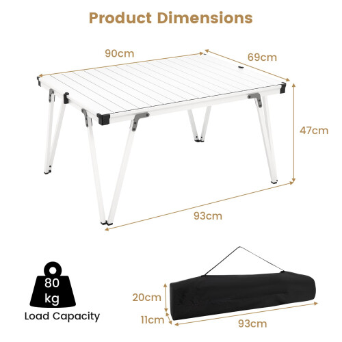 Casart Outdoor Folding Camping Table Picnic Table w/ Storage Bag-Silver 1