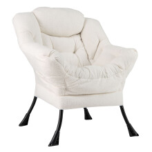 Large Lazy Chair Sherpa Sofa Chair with Cozy Head Pillow Upholstered Accent Chair